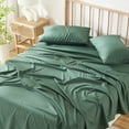 thumbnail image 6 of Virtu Bed Sheets Set, Deep Pocket Rayon Derived Bamboo Blend Cooling Twin Sheets sets, Hunter Green, 6 of 7
