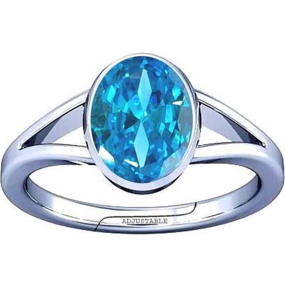 Divya Shakti 6.25-6.50 Carat Aquamarine Beruj Gemstone Silver Adjustable ring for Mens & Womens