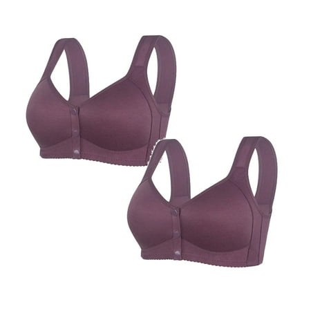 Kcodviy 2 Pcs Womens No Steel Ring Womens Bras Comfortable Pcs Front Close Bra T Y Back Sports Bra Back Plus Size Seamless Womens Bras Pack Unlined Bra for Large Womens Bras No Underwire Front C