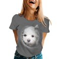 thumbnail image 1 of YDLCAFD T-Shirt Femme Mode Décontractée Imprimé Chiot Mignon Col Rond Manches Courtes T-Shirt Haut, 1 of 5