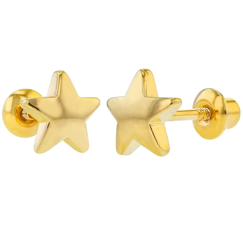 18k Yellow Gold Plated Little Plain Star Back Toddler S 18k Yellow Gold Plated Little Plain Star Back Toddler S Earrings 6mm