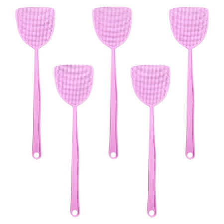 BHXYSGD Fly Swatters Plastic 17.5   Long Handle Fly Swatter Strong Flexible Grid Plastic Fly Swatter for Indoor Outdoor Classroom 3 Colors 5Pc Home Garden