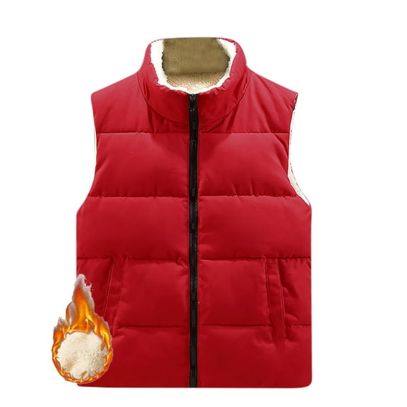 Pejock Double Sided Vest Jacket, Lightweight Polyester Puffer Sleeveless Top, Stand Collar Windproof Front Zip, Side Pockets for Hiking Cycling Outdoor Activities