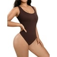 thumbnail image 2 of Sleeveless Seamless Sculpting Thong Bodysuit for Women Tummy Control Shapewear Brown shaper body suit(Brown, XL), 2 of 7