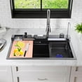 thumbnail image 6 of Flylapdo Kitchen Sink Workstation Deep Single Bowl Kitchen Sink Deep Single Bowl Sink Drop In Sink Stainless Steel Sink Faucet Included For Bar Kitchen Use attractive, 6 of 9