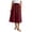 Wine, variant on Split Hem Midi Skirt For Women, Solid Color Elastic Waist Loose Skirt With Button Detail & Pockets, Casual Summer Work Skirt, Comfy High Waisted Trendy Skirt White XL