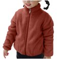 thumbnail image 2 of AUNVITO Girls & Boys 2-11Y Fleece Jacket Soft Coral Plush Stand Collar Zipper Casual Lightweight Winter Outerwear, 2 of 6