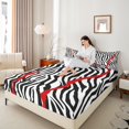 thumbnail image 3 of Castle Fairy Zebra Print 4pcs Bed Sheets,Geometric Stripes King Sheets,Abstract Lines Super Cozy Sheet Set,Breathable Wildlife Home Decor, 3 of 6