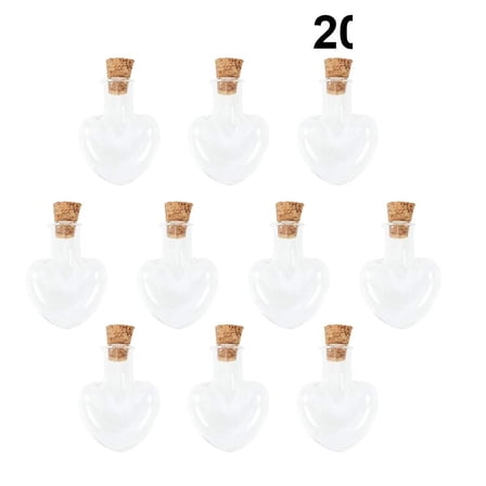 GOOHOCHY 20Pcs Clear Heart Shaped Glass Jar for Diy Craft and Home Shop Decoration