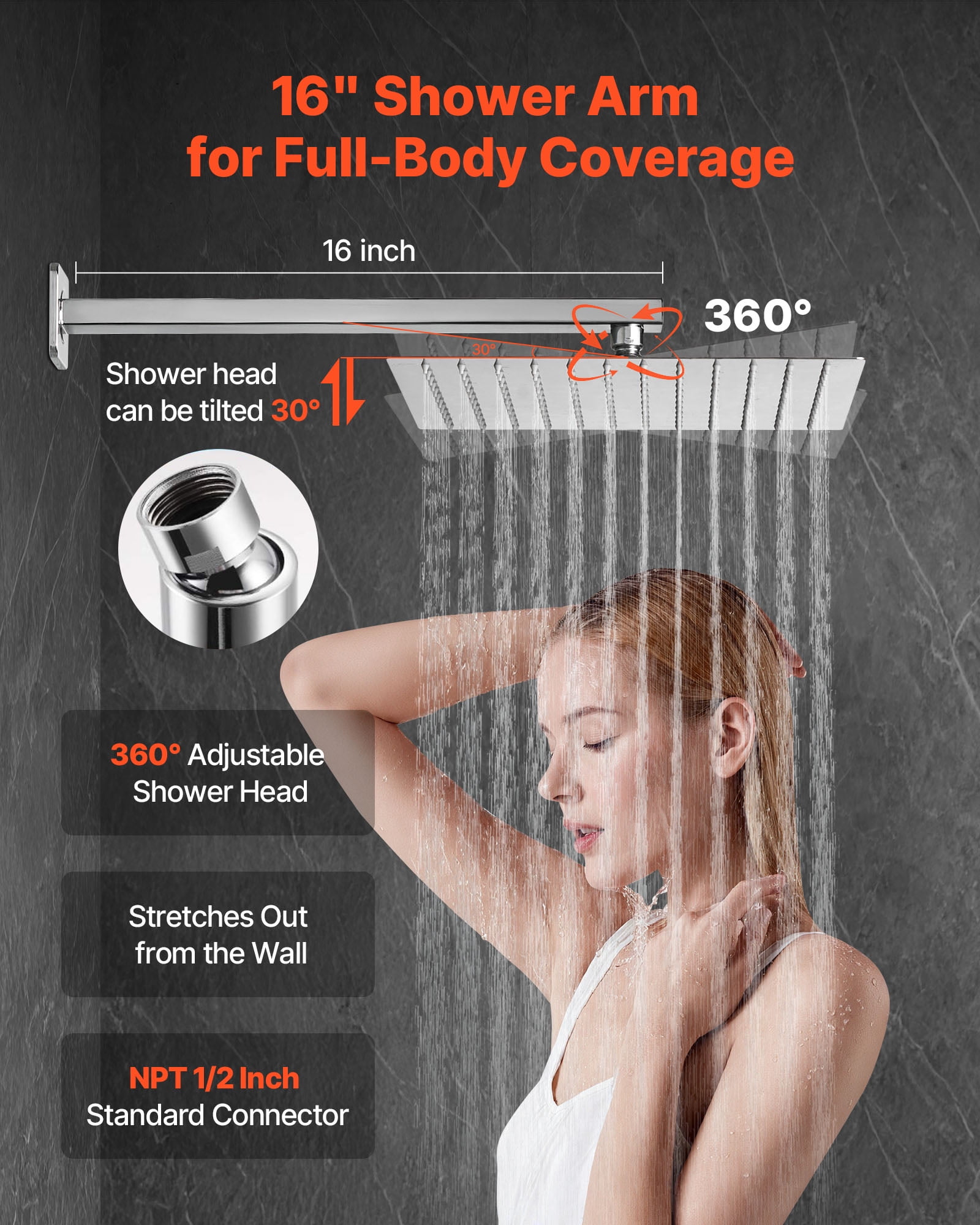 VEVOR Shower Faucet Set, Rainfall Bathroom Shower System with 10-Inch Square Rain Shower Head and Handheld Spray, Wall Mounted Bath Fixtures with Brass Valve and Trim Kit, Brushed Nickel