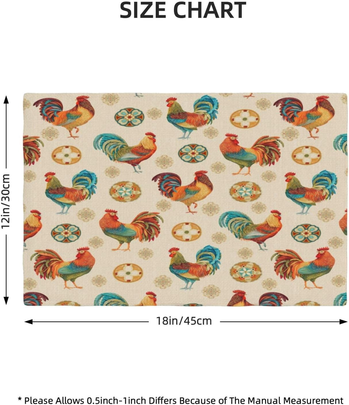 Vintage Chicken Placemats Set of 4 Country Style Rooster Table Mats Washable Place Mats for Home Party Indoor Kitchen Dining Table Decoration 12x18 Inch
