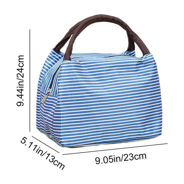 yulier Lunch Sac à pour Femmes Hommes, Grande Capacité Boîte à Lunch Isolée Conteneurs Sac à Main pour Adulte, Sac à Lunch Réutilisable Boîte Bento Rayée pour Travail, Pique-Nique Ou Voyage