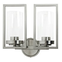 F15002-80-Sunset Lighting-Prestige - 2 Light Wall Sconce   Bright Satin Nickel Finish with Clear Glass