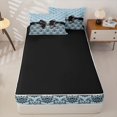 thumbnail image 4 of Manfei Retro Damask Baroque Zipper Twin Comforter Sets with Fitted Sheet and 2 Pillowcases,Black Dreamy Bowknot Zipper Bedding Set,Black Reversible,4 Pieces, 4 of 7