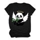 thumbnail image 4 of Camiseta estampada de manga corta con estampado de animales para mujer, cuello redondo, informal, suelta, blusas, camisas, túnicas Pompotops hkajfhjk462392, 4 of 5