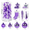 thumbnail image 2 of HUISZJ 21Pcs Christmas Ball Ornaments, Shatterproof Christmas Tree Ball Set Sock Pattern, Xmas Tree Hanging Plastic Baublesfor Party Home Decor (Purple), 2 of 8