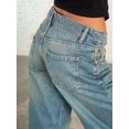 thumbnail image 6 of Women Baggy Jeans Mid-Low Waist Boyfriend Streetwear Vintage Jeans Wide Leg Denim Pants Nostalgic Blue S, 6 of 9