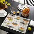 thumbnail image 3 of Sage Green Boho Placemats Set of 6, Geometric Bohemian Color Block Placemats for Dining Table, Place Mats for Kitchen Tabletop, Waterproof Wipeable Dining Table Mats Set, 3 of 9