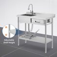 thumbnail image 6 of Ataucjin Stainless Steel Laundry Utility Sink, Freestanding Single Bowl Kitchen Sink with Hot & Cold Water Faucet, Built-In Wash Board, Drawer, Drain Basket, Dish Rack for Laundry Room, Garage, 6 of 7