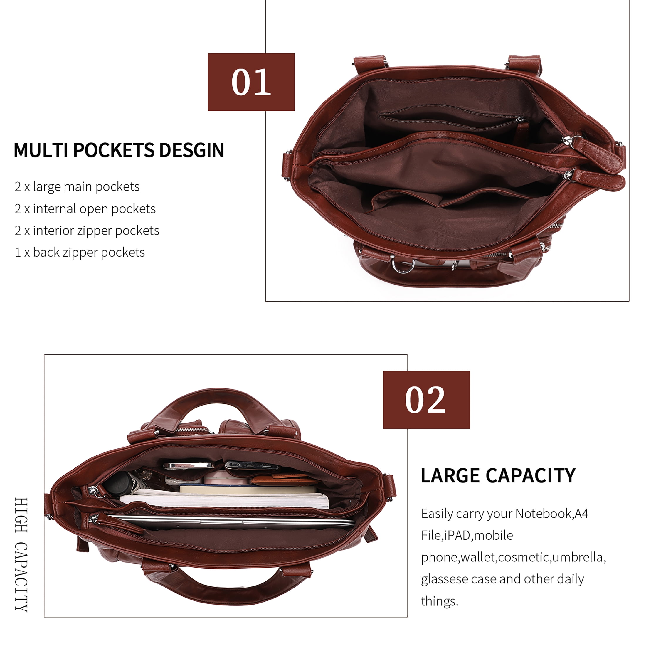 KL928 Large Purses for Women Shoulder Handbags Large Crossbody Hobo Bag for Women(Chestnut Brown)