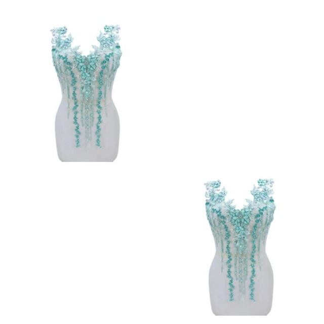 maskred Sturdy And Durable Lace Applique With 3D Beads And Rhinestones With Materials Are Sturdy And Durable Multiple Colors Green B 2Set