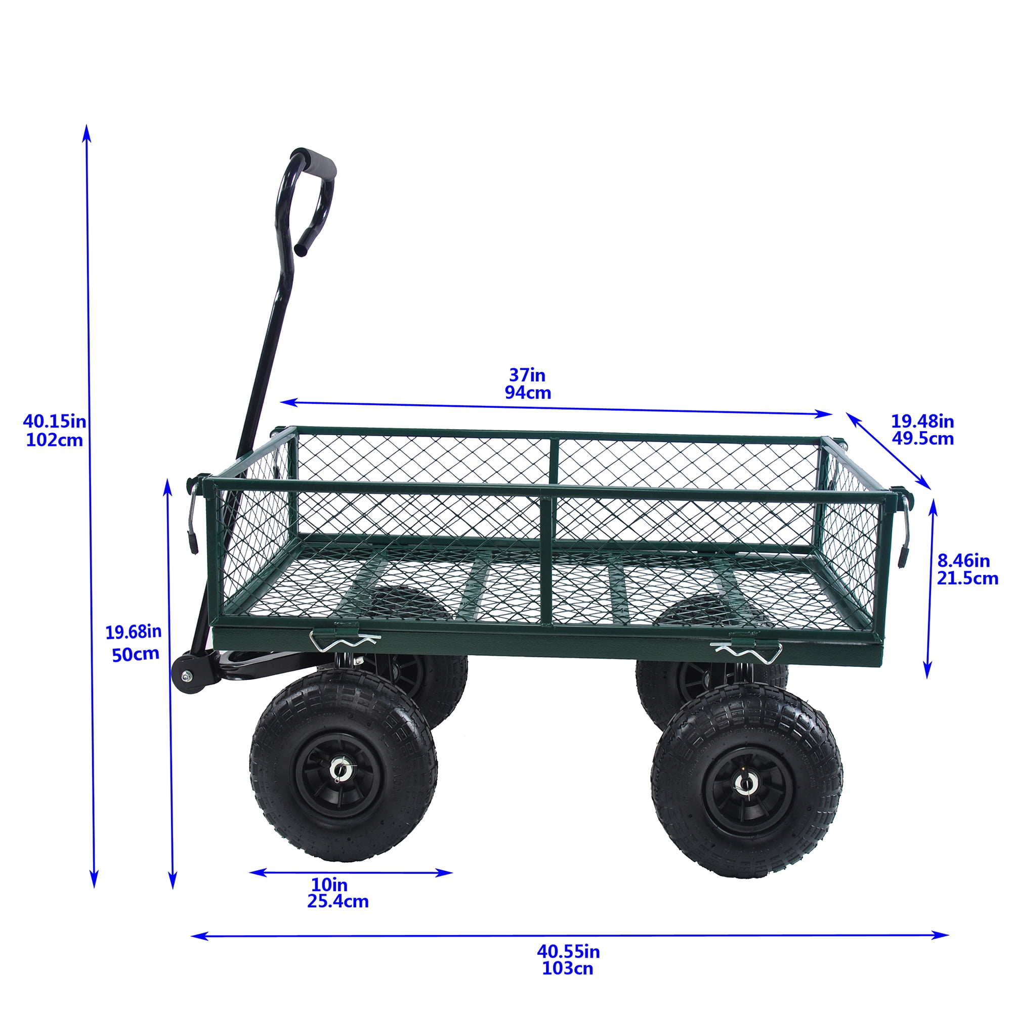 Aimee Lii Green Mesh Steel Garden Cart, Folding Utility Wagon with Removable Sides and Tires, Foldable Wagon Cart with Wheels Aimee Lii Green Mesh Steel Garden Cart, Folding Utility Wagon with Removable Sides and Tires, Foldable Wagon Cart with Wheels