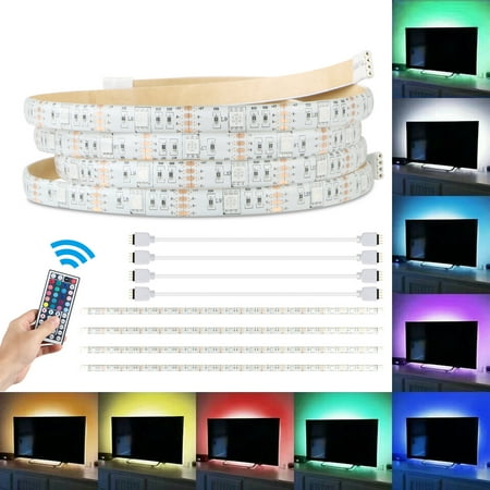 Bias lighting fo HDTV Exgreem Neon Accent LED Strips Bias Backlight RGB Lights with Remote Control for HDTV, Flat Screen TV Accessories and Desktop PC, Multi