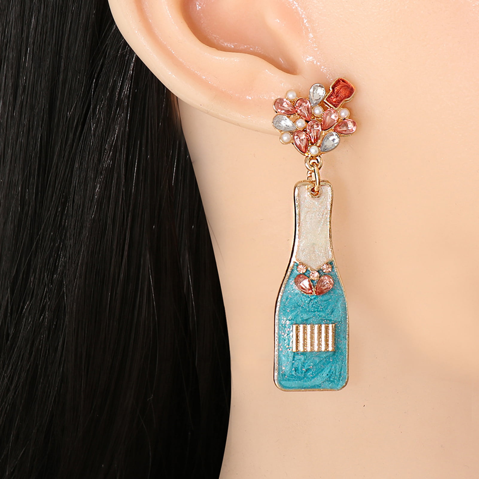 handmade beaded earrings Faux Pearl Dangle Beaded Earrings Spring time wire work jewelry