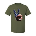 thumbnail image 2 of Wild Bobby, American Flag Peace Sign Hand Pop Culture Men's Graphic T-Shirt, Military Green, 5XL, 2 of 3