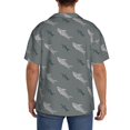 thumbnail image 3 of Balery Cute Shark Camisa Casual de Manga Corta con Botones para Hombre, Texturizada, Estilo Cubano, para Playa, Verano-4X-Large, 3 of 5