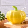 thumbnail image 3 of YISITIAN Porcelain Sugar Bowl with Lid and Spoon, Pumpkin Shaped Ceramic Salt Cellar for Kitchen Countertop Storage, Elegant Orange Spice Container for Dining Table Decor, 10.5 OZ (300ml) AZ1014-4601, 3 of 6