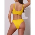 thumbnail image 3 of DARING DIVA Women's Lace Up Decoration Push Up Bikini Sets Large Yellow, 3 of 6