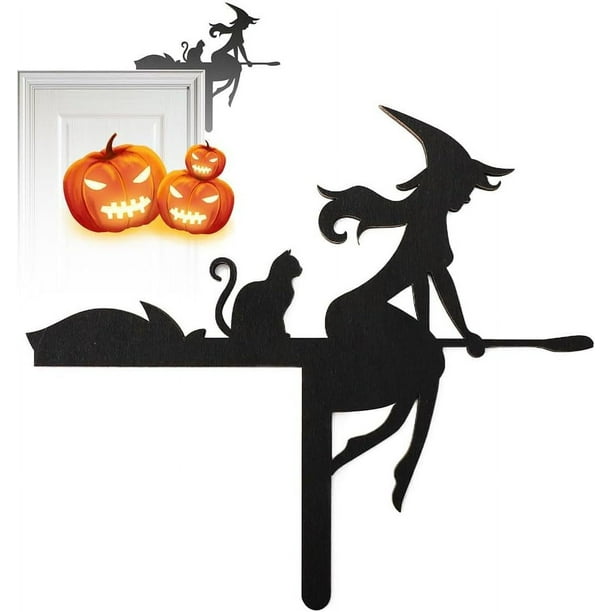 Letrero decorativo para esquina de puerta de Halloween, adorno de madera para puerta de Halloween, decoración de marco de puerta de madera, decoración del hogar de Halloween, letrero de puerta de Hall