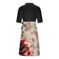 thumbnail image 5 of Kojanyu Women's Printed High Neck Short Sleeve Midi Dress – Cuff Buttons with Detachable Waist Belt, 5 of 6