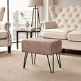 thumbnail image 2 of Home Soft Things Jacquard Chenille Stool Chair Upholstered Footrest Ottoman with Black Metal Legs and Padded Seat, Babati-Light Brown, 19" x 13" x 17", 2 of 8