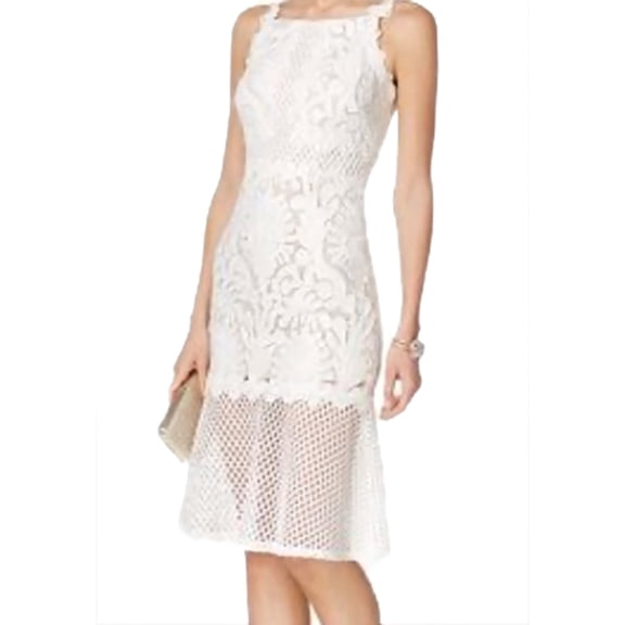 Jax Womens White Lace Midi Dress