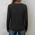 thumbnail image 3 of IUYRTFE Women's Crew Neck Long Sleeve Top with Notched Detail Slim Fit Solid Color Casual Tee, 3 of 5