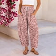 thumbnail image 2 of Stralyhd Womens Pants Baggy Barrel Leopard Elastic High Waisted Wide Leg Palazzo Pants Casual Cheetah Print Summer Leisure Going Out Pants Pink M, 2 of 9