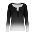 thumbnail image 4 of Olyvenn Gradient Long Sleeve Shirts for Women Henley Button Up Tops Ribbed Knit Slim Fit Spring Basic Tee 2026 Casual Trendy Clothes Black S, 4 of 9
