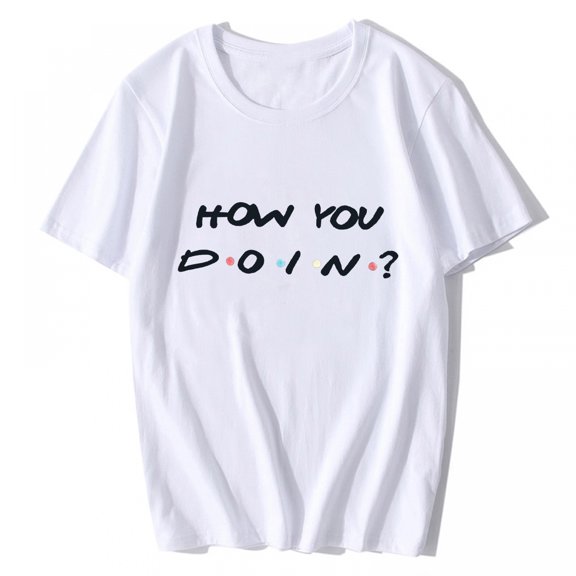 Women's T-shirt Friends Shirt Funny Graphic Letter Printed Summer Casual Short-sleeved Tops White 3X-Large