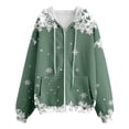 thumbnail image 6 of Wang6 Full Zip up Christmas Hoodies for Women Trendy Long Sleeve Back Reindeer Printed Hooded Sweatshirts Fall Xmas V Neck Loose Fit Tops Light Green L, 6 of 7