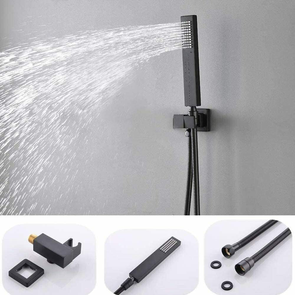2 Function Shower Faucet Set System Kit 8'' Rainfall Head Mixer Valve Wall Mount