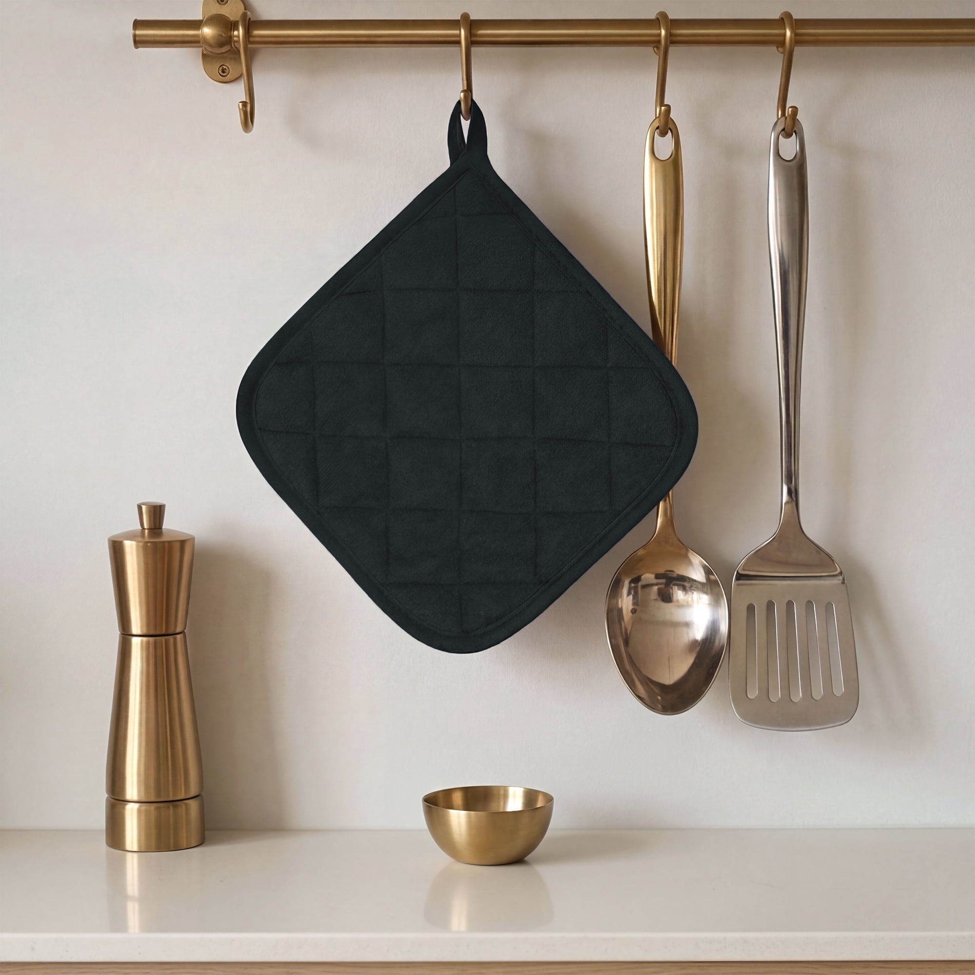 Unique Bargains Pot Holders Heat Resistant Non Slip Hot Pads for Cooking Black 2Pcs