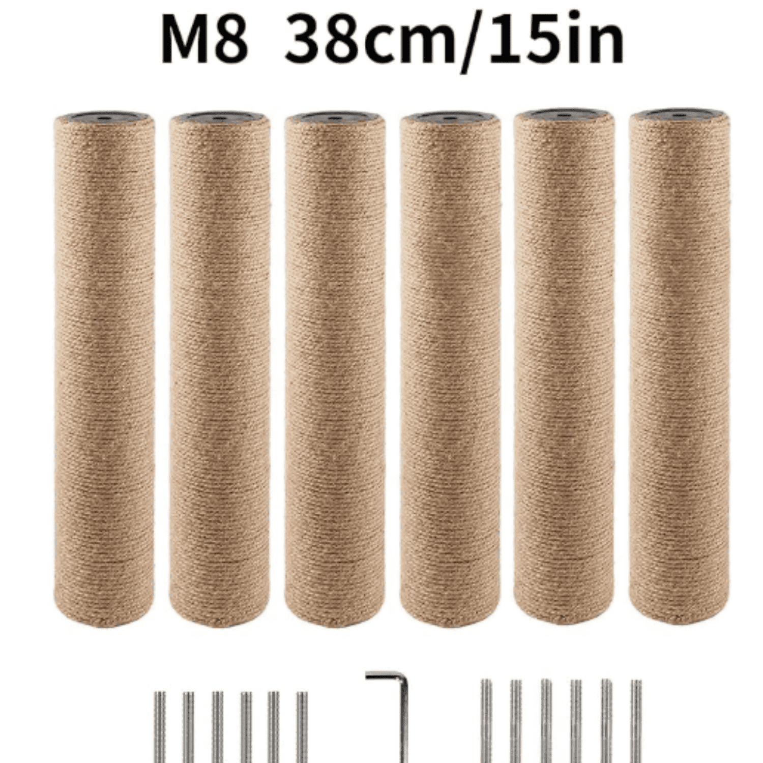 15" x 2.75" M8 6 Pack Cat Tree Scratching Post Replacement Parts for Indoor Cats Tower Rope Scratch Poles Refill Sisal Pole Part for Refurbishment Accessories Spare Green