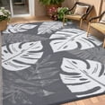 thumbnail image 2 of Hasoo 9' x 18' Gray/White Outdoor Rug Plastic Straw Rug Bohemia Carpet Waterproof PP Tube Woven Portable Mat for Patio Decor, Balcony, Picnic, 2 of 7
