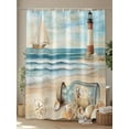 thumbnail image 4 of Fsddascl Coastal Nautical Shower Curtain Set - Long 72" x 84" Washable Bathtub Curtain with 12 Hooks, Summer Ocean Beach Wave Compass Waterproof Fabric Stall Shower Curtains for Bathroom/Bathtub, 4 of 6