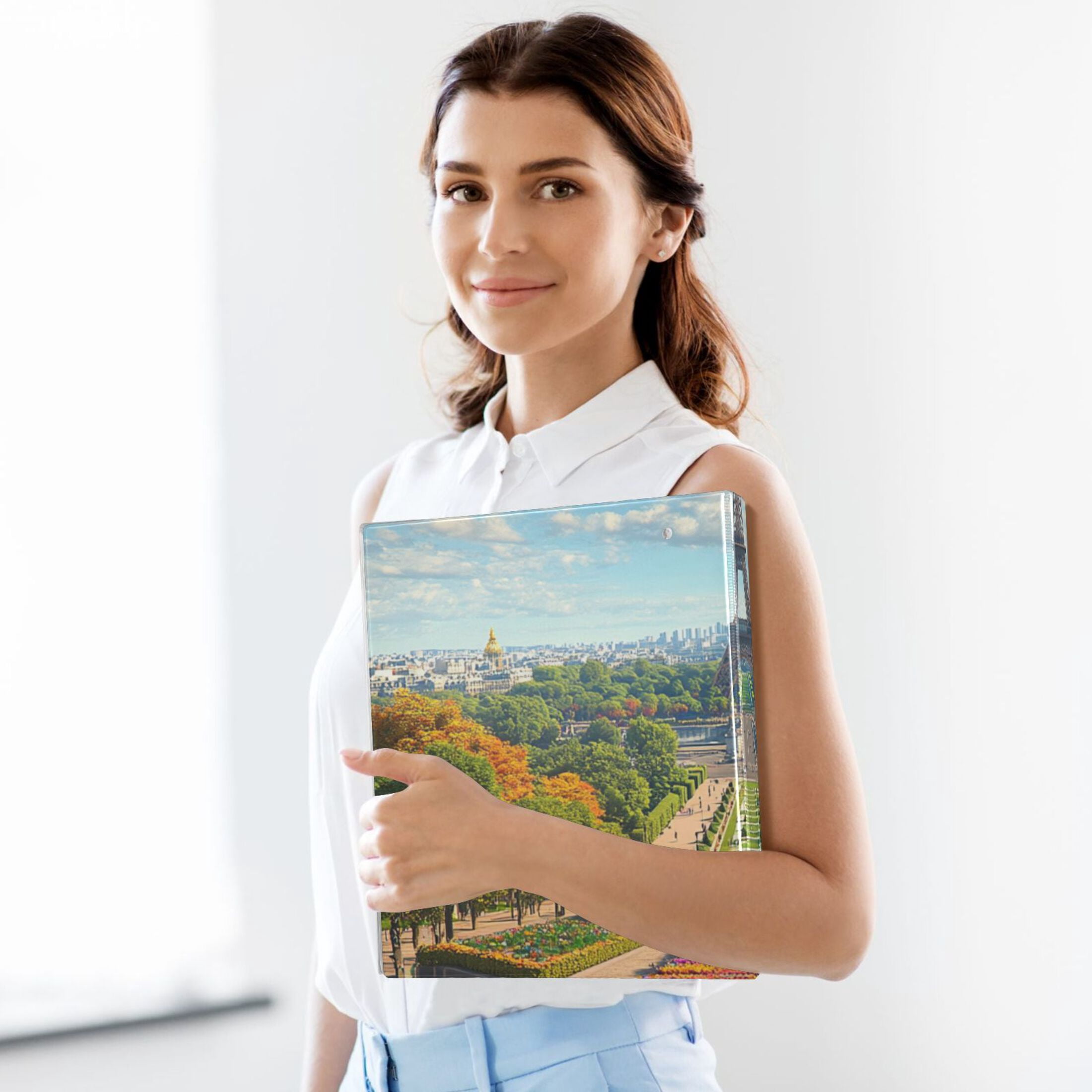 Tower and Trees Flowers 3 Ring Binders 1.5 inch Hardcover File Folders with Interior Pockets A4 Size Organizer for School Office Hospital