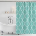 thumbnail image 2 of Shower Curtain Bathroom Set Rustic Teal Retro Linen Waterproof Fabric Shower Curtains with Grommets&Hooks, Moroccan Texture Ethnic Style Privacy Bath Curtain for Bathtub 36x72in, 2 of 9