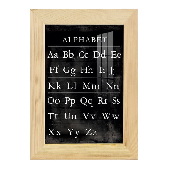 Alphabet Chart - Framed Print w/glass - Natural Wood