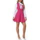 thumbnail image 2 of Vestidos con cuello de lazo para mujeres, vestido vintage de manga larga de los años 60, color contrastante S, rosa fuerte, 2 of 6